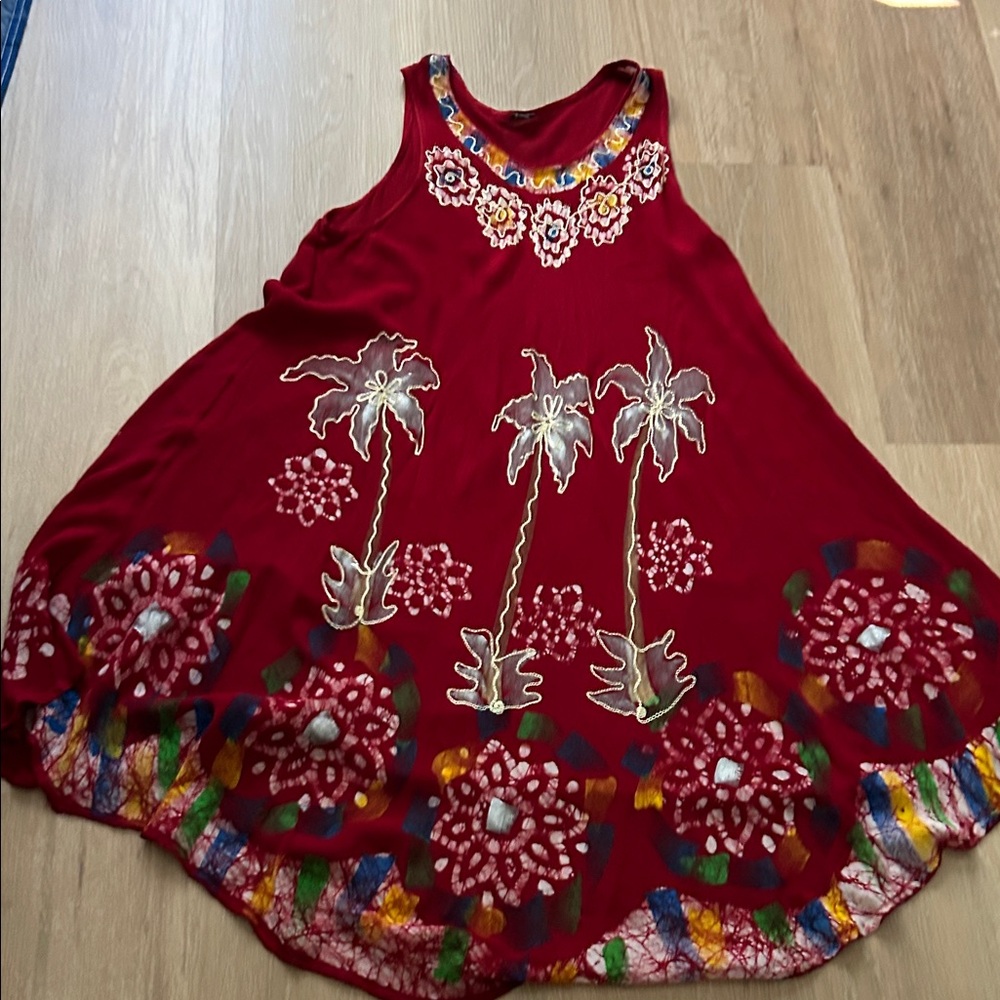 NWOT Red Floral Sleeveless Dress bought in Mexico